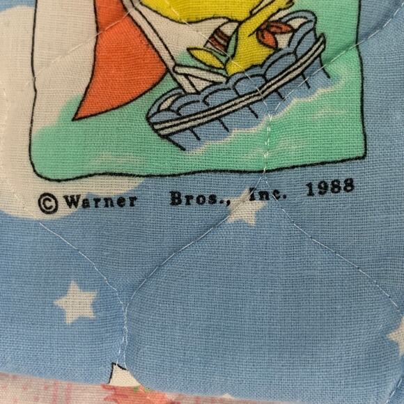 Lot of 4 Striped Tweety Bird Rocking Horse Train Ducky Quilting Fabric Scraps - Picture 2 of 4